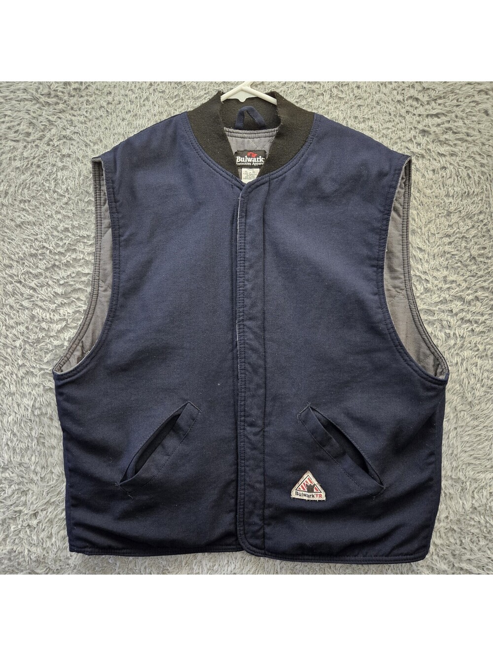 BULWARK FR Mens Snap Up Workwear Vest Aramid Blend Quilted XL Blue *Spot